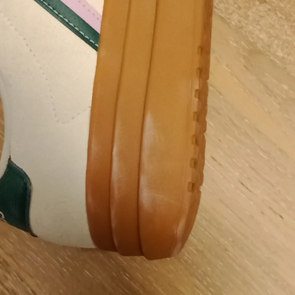 adidas White Low-Top Sneakers with Gum Sole and Pastel Stripe Accents - Picture 10 of 10